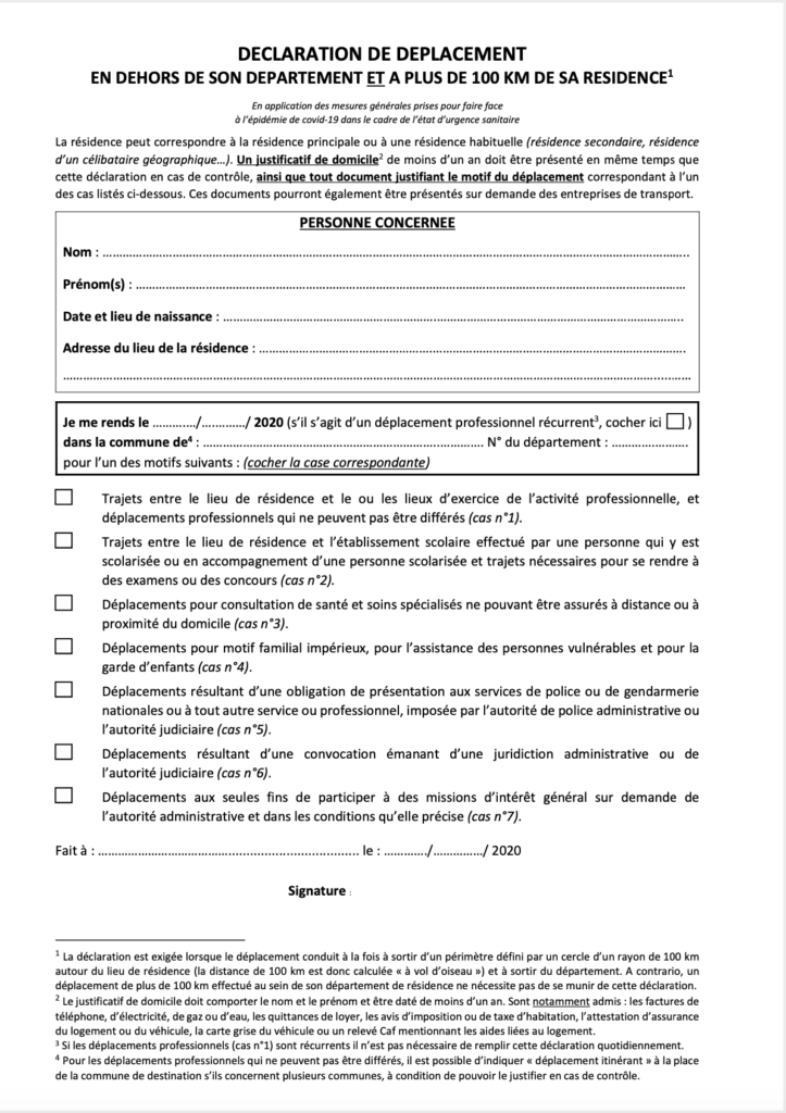 Attestation de déplacement 12/05/2020