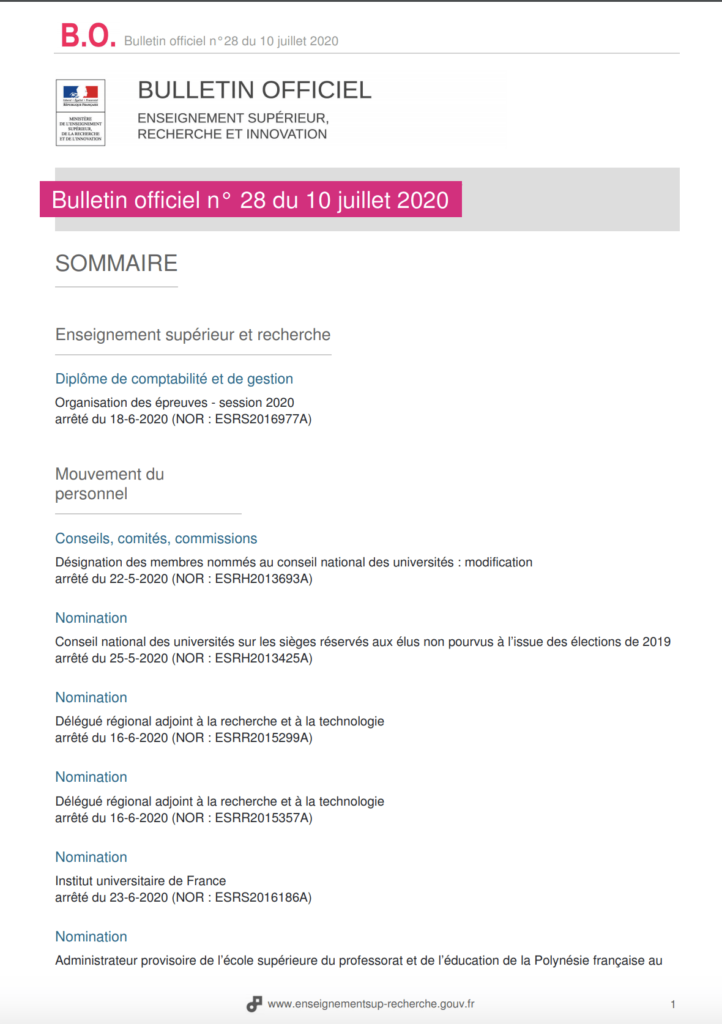 Bulletin Officiel dernières modalités examen DCG 2020